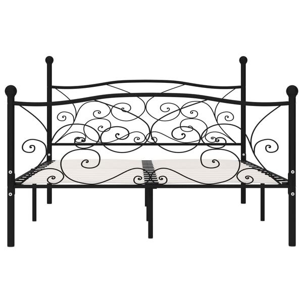 vidaXL Bed Frame Black Metal, Plywood Full Classic/Traditional