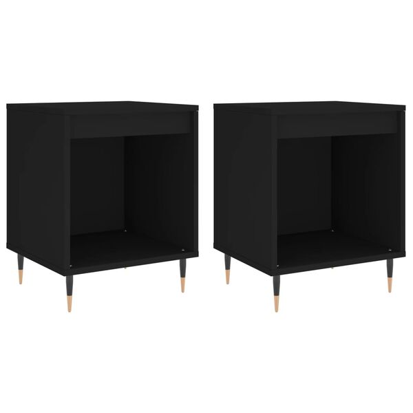 vidaXL Bedside Cabinet Set of 2 Black Engineered wood Standard