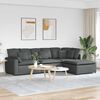vidaXL Modular Sofa with Footstool&Cushions Fabric Dark Gray
