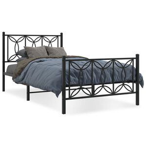 vidaXL Bed Frame Black Steel Twin Bed Frame Rectangular Modern