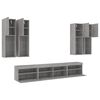 vidaXL 7 Piece TV Wall Stand Set with LED Lights Gray Sonoma
