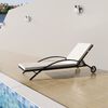 vidaXL Sun Lounger with Cushion & Wheels Poly Rattan Black