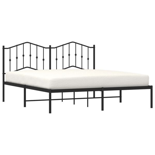 vidaXL Bed Frame Black Powder-coated steel 70.9 x 78.7 in Super King