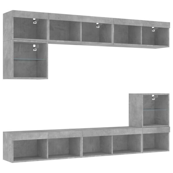 vidaXL TV Wall Unit Concrete Grey Engineered Wood, Glass Large