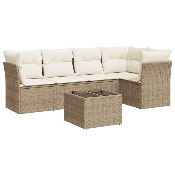 vidaXL Garden Sofa Set Beige PE rattan Large Modular Garden Sofa Set