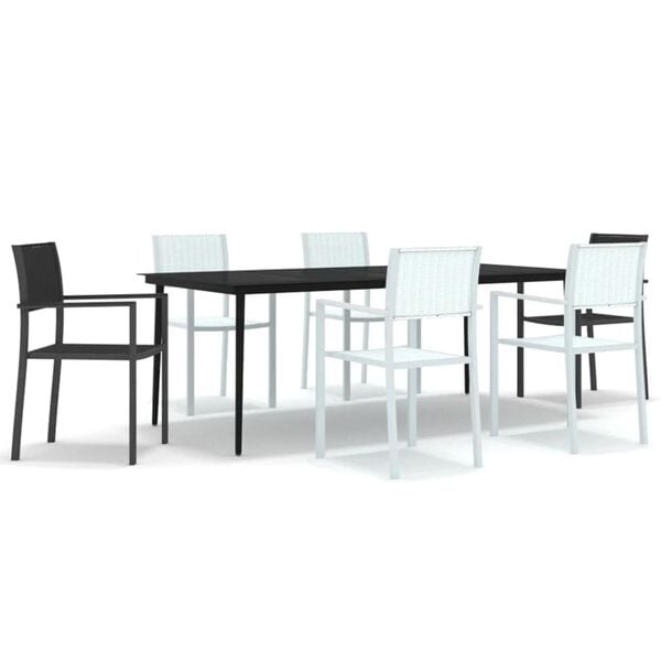vidaXL Garden Dining Set Black and White