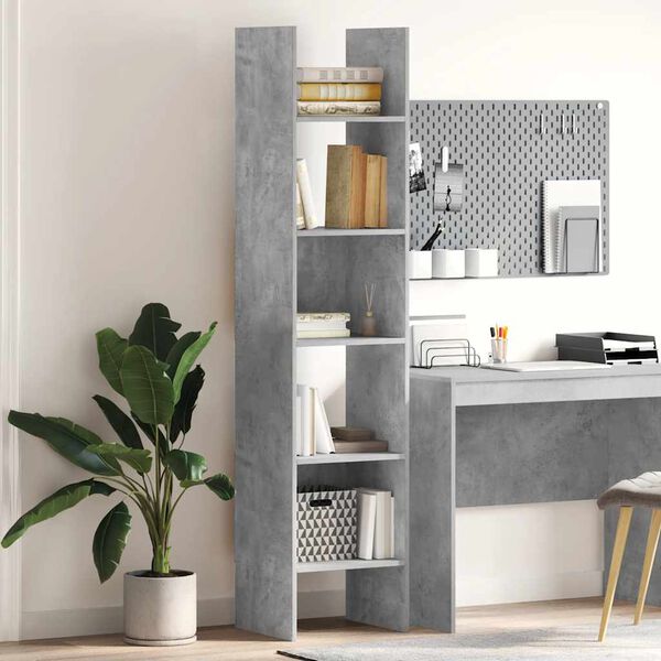 vidaXL Book Cabinet Concrete Grey Engineered Wood 15.7x13.8x70.9 in