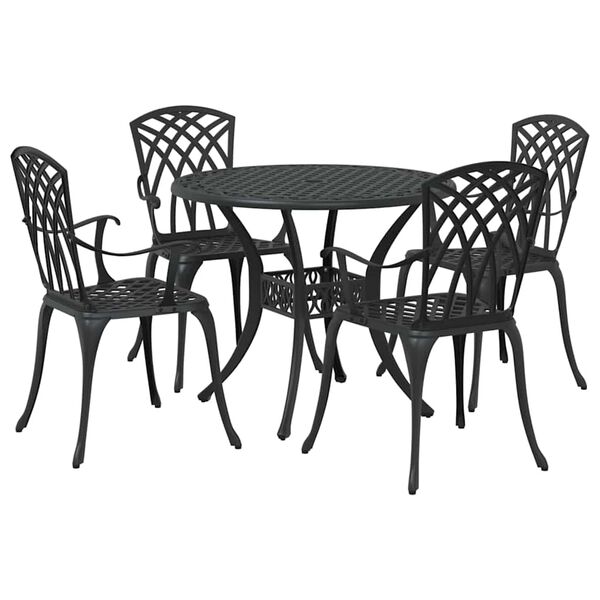vidaXL Garden Dining Set 5 pcs Black 35.4" x 35.4" x 29.5