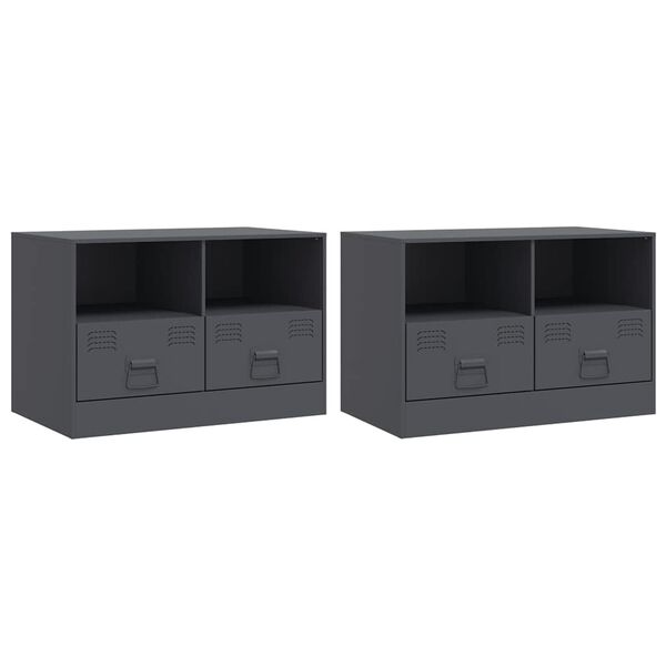 vidaXL TV Cabinet Set of 2 Anthracite Cold-rolled steel
