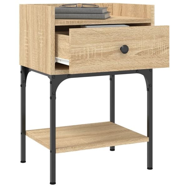 vidaXL Bedside Table Sonoma oak Engineered wood, iron Medium