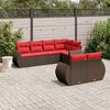 vidaXL 7 Piece Garden Sofa Set with Cushions Brown Poly Rattan