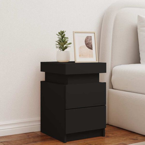 vidaXL Bedside Cabinet Black Engineered wood 13.8x15.4x21.7 in