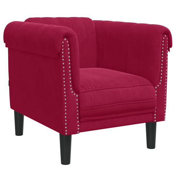 vidaXL Sofa Chair Wine Red Velvet (100% polyester), plywood, solid wood