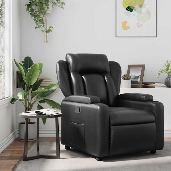 vidaXL Recliner Chair Black Faux Leather