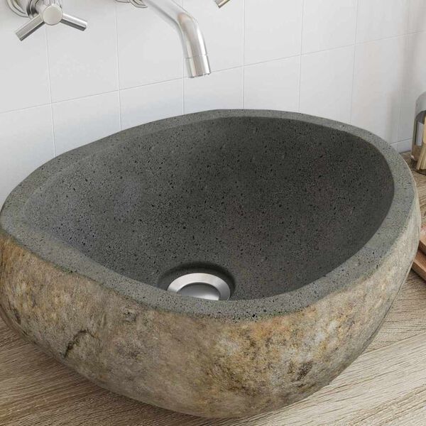 vidaXL Basin Light gray (38-45) x (30-35) x 15 cm River stone