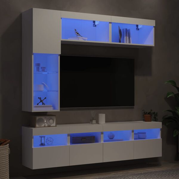 vidaXL TV Wall Cabinet Set White Engineered wood Large