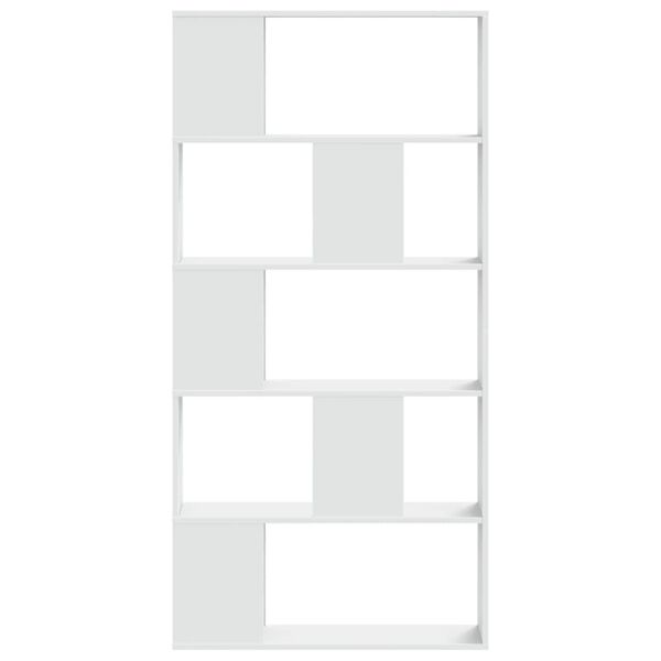 vidaXL Bookcase White Engineered wood 5-Tier Bookcase Rectangular