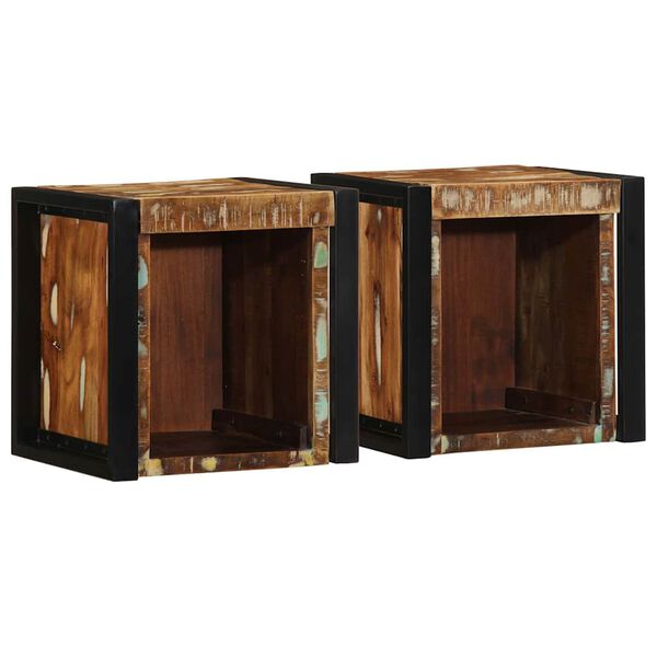 vidaXL Bedside Cabinet Set of 2 Mixed Colors Solid reclaimed wood Small