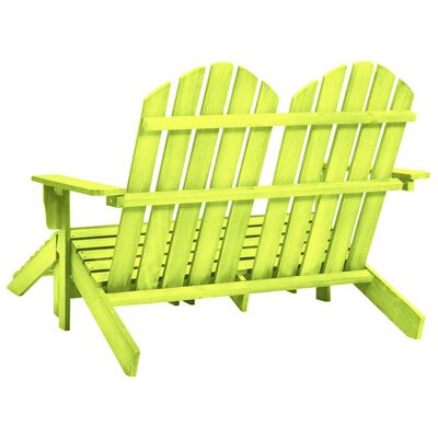 vidaXL 2-Seater Patio Adirondack Chair&Ottoman Fir Wood Green