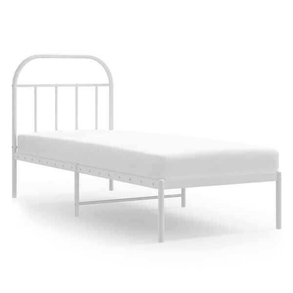 vidaXL Bed Frame White Powder-Coated Steel Small Single Bed Frame