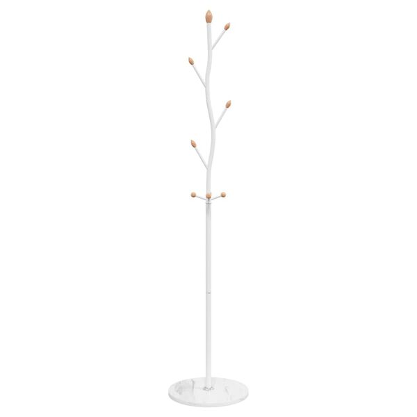 vidaXL Coat Stand White Powder-coated iron, Marble Medium Hooks
