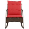 vidaXL Patio Rocking Chair Brown PE rattan Medium Removable Covers