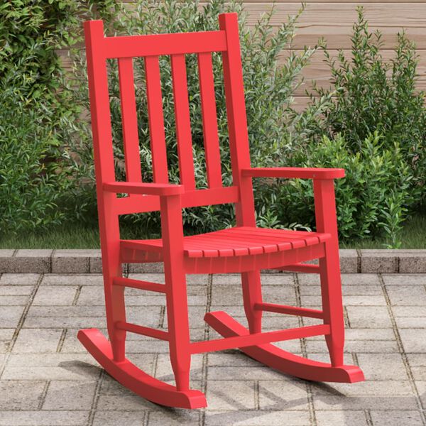 vidaXL Rocking Chair Red Poplar wood Small Durable Rocking Chair