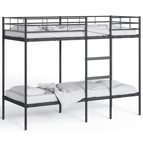 vidaXL Bunk Bed Black Steel and mesh fabric