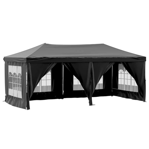 vidaXL Folding Party Tent with Sidewalls Black 9.8'x19.7'