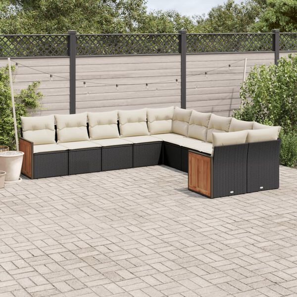 vidaXL Garden Sofa Set Black, Cream White