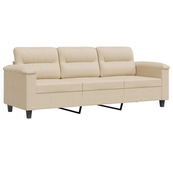 vidaXL 3-seater Sofa Cream Microfiber 3-seater Durable 3-Seater Sofa