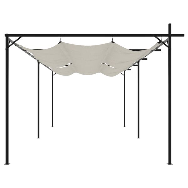 vidaXL Pergola with Retractable Roof Cream 231.9"x115"x90.6"