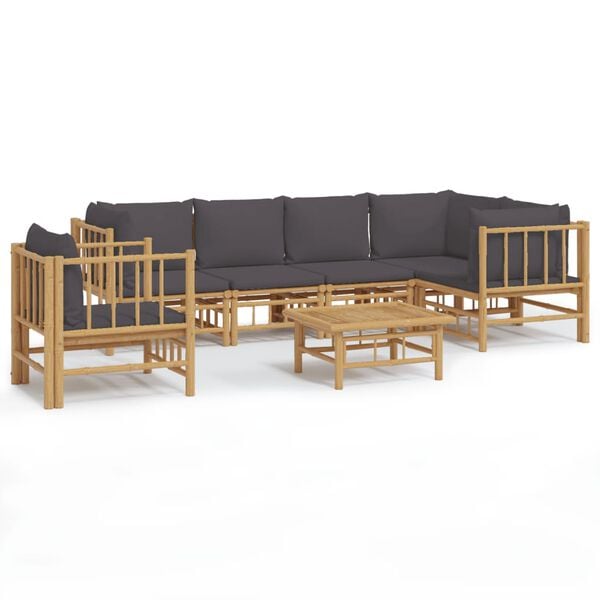 vidaXL Garden Lounge Set Dark Grey, Natural Bamboo Bamboo Medium Durable