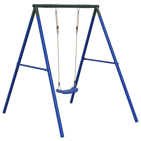 vidaXL Outdoor Swing Set Blue Painted Steel Standard Height-Adjustable