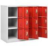 vidaXL Locker Cabinet Set of 5 Light Grey and Red Steel Standard