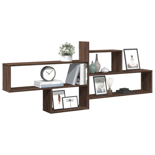 vidaXL Wall Shelf Brown Oak 65.9x7.1x26.8" Engineered Wood