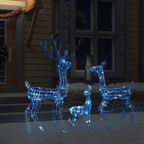 vidaXL Reindeer Family Blue Acrylic Decorative Inlays Reindeer Family