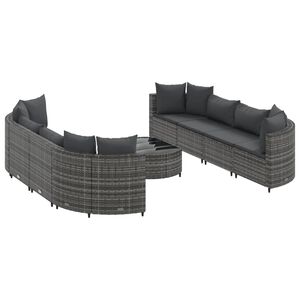 vidaXL Patio Sofa Set Set of 8 Grey PE rattan Large