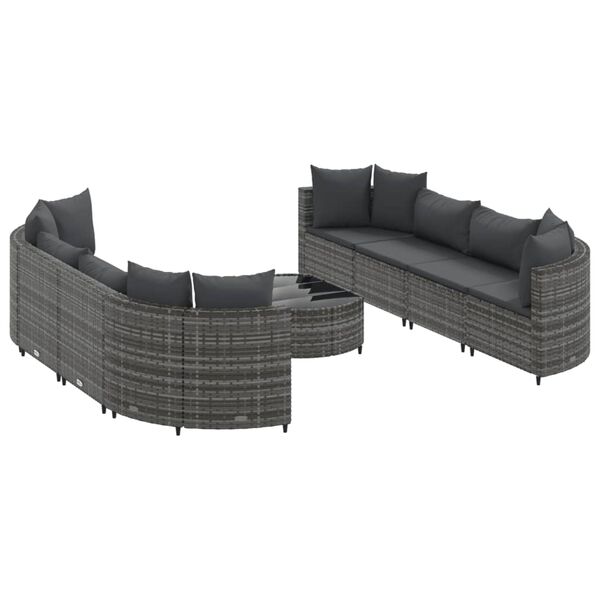 vidaXL Patio Sofa Set Set of 8 Grey PE rattan Large