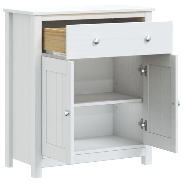 vidaXL Bathroom Cabinet White Solid pine wood, engineered wood, metal
