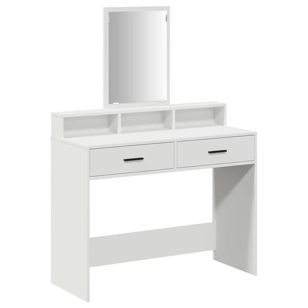 vidaXL Dressing Table White 39.37 x 16.14 x 55.12 in Engineered Wood