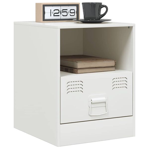 vidaXL Bedside Cabinet White Cold-rolled steel Small Bedside Cabinet