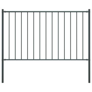 vidaXL Fence Panel with Posts Powder-coated Steel 5.9 ft x 3.3 ft Anthracite