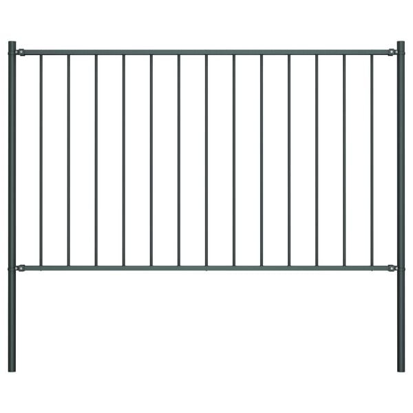 vidaXL Fence Panel with Posts Powder-coated Steel 5.6x3.3' Anthracite