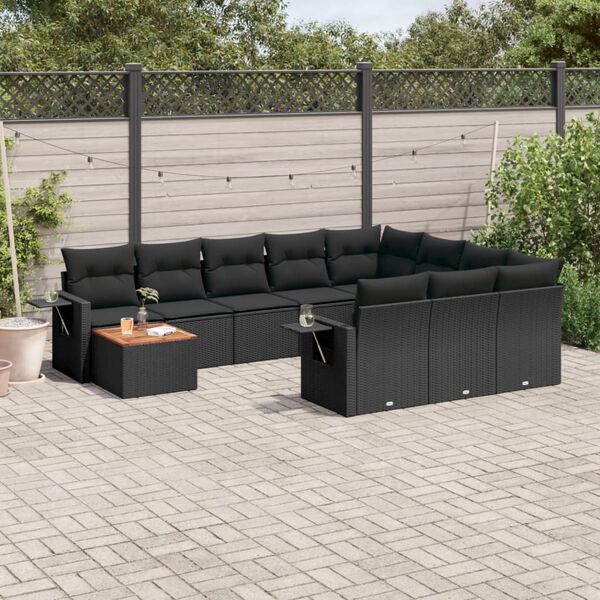 vidaXL Garden Sofa Set Black