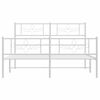 vidaXL Bed Frame White Powder-Coated Steel Full Bed Frame Rectangular