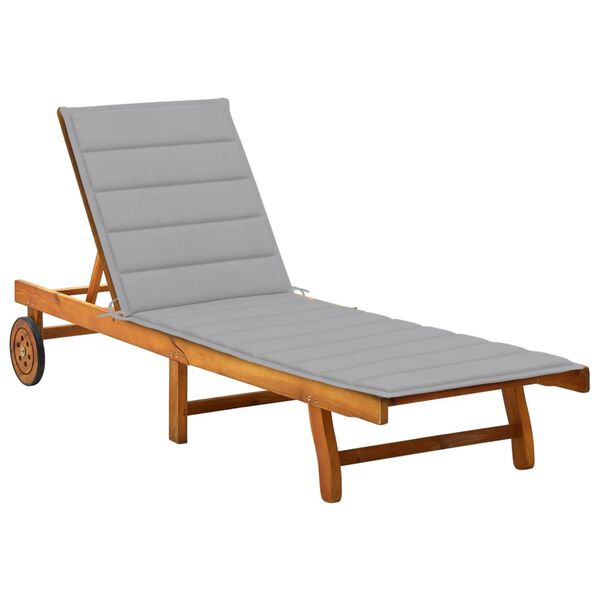 vidaXL Sunlounger Wooden Solid Acacia Wood Adjustable Footrests