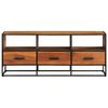 vidaXL TV Cabinet Honey Brown, Black Solid Acacia Wood, Powder-Coated Iron