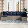 vidaXL Sofa Set with Cushion Manual 7 pcs Grey and Navy Poly Rattan