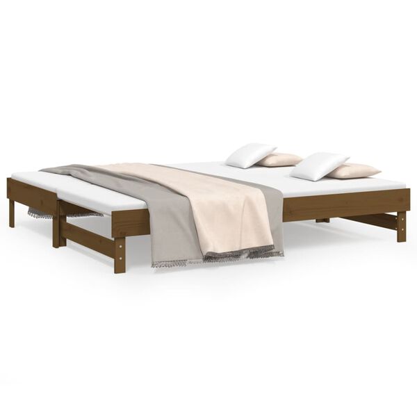 vidaXL Day Bed Honey brown Solid pine wood Standard double Pull-Out